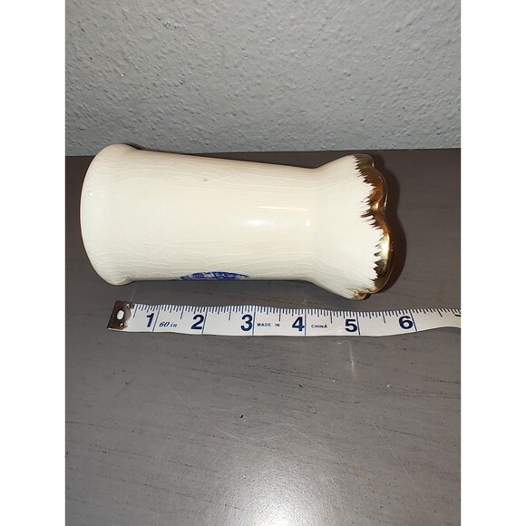 Vintage Monticello 5" Souvenir Pitcher Blue Transferware Gold Trim Crackle Glaze - Picture 2 of 10